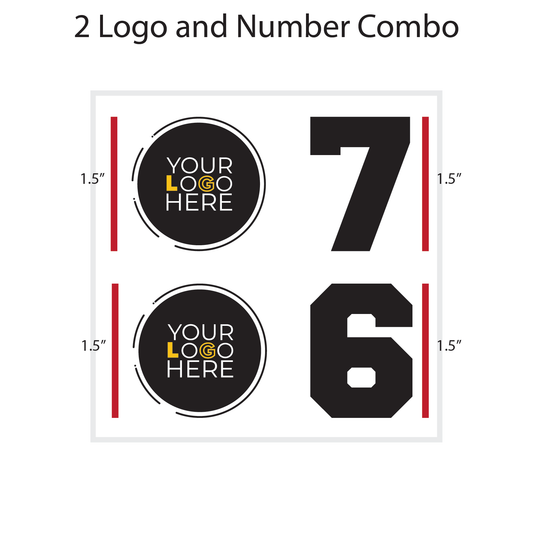 Side Logos and Number Hockey Helmet Sticker Combo